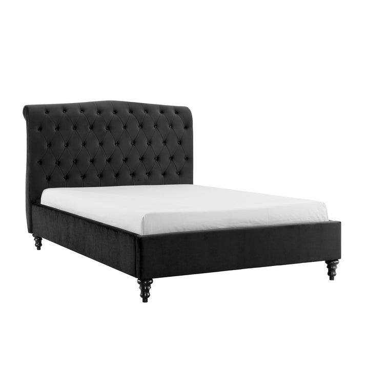 Rosa 4'6 Double Bed - Black - The Furniture Mega Store 