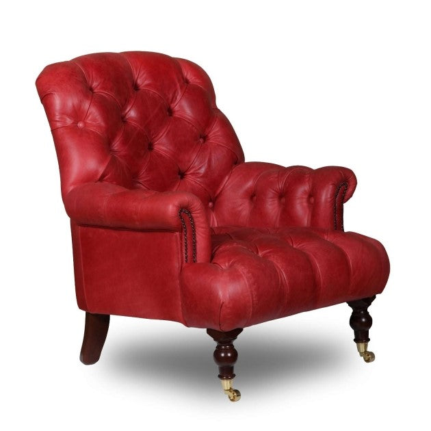 Willow Vintage Leather Tufted Chair - Choice Of Feet & Leathers - The Furniture Mega Store 