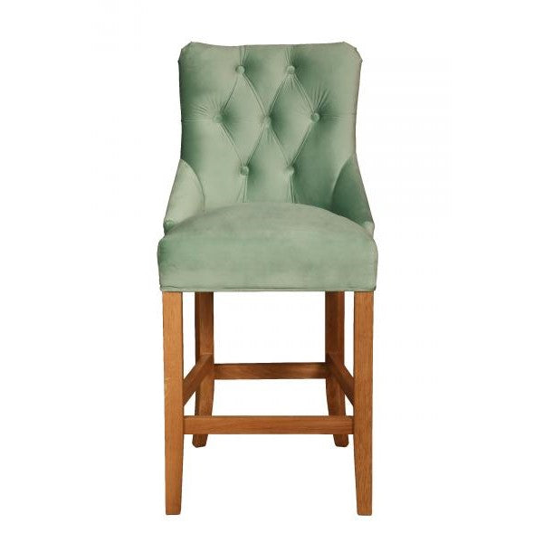 Hugo Velvet Buttoned Bar Stool - Various Options - The Furniture Mega Store 