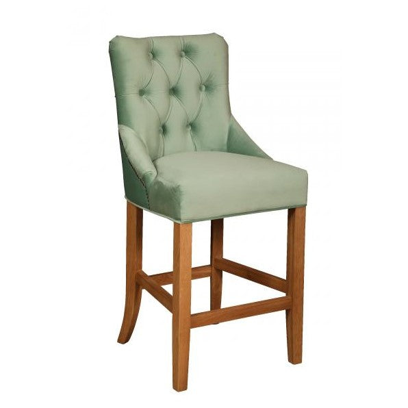 Hugo Velvet Buttoned Bar Stool - Various Options - The Furniture Mega Store 