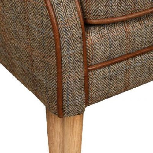 Elston Vintage Leather & Hunting Lodge Harris Tweed Occasional Chair - The Furniture Mega Store 