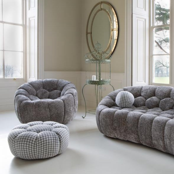 Curve Bubble Swivel Armchair - Choice Of Fabrics - The Furniture Mega Store 