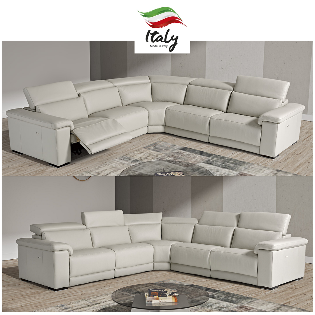 Palinuro Italian Leather Power Recliner Sofa Collection - The Furniture Mega Store 