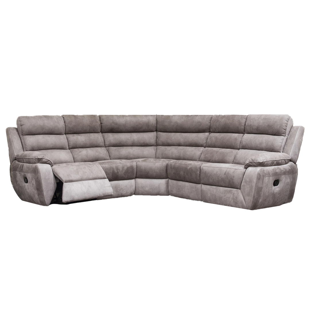 Ellis Corner Modular Fibre Fabric Recliner Sofa - Manual Or Power With USB Charging Port - The Furniture Mega Store 