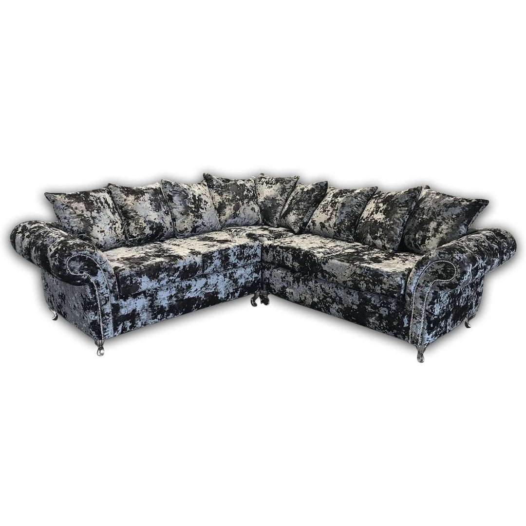 Luxor Lustro Velvet Corner Sofa - Various Colours - The Furniture Mega Store 