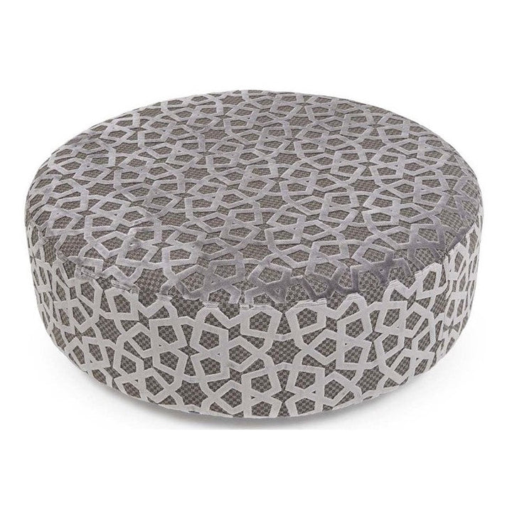 Luxurious Collection Round Accent Footstool - Destiny Silver - The Furniture Mega Store 