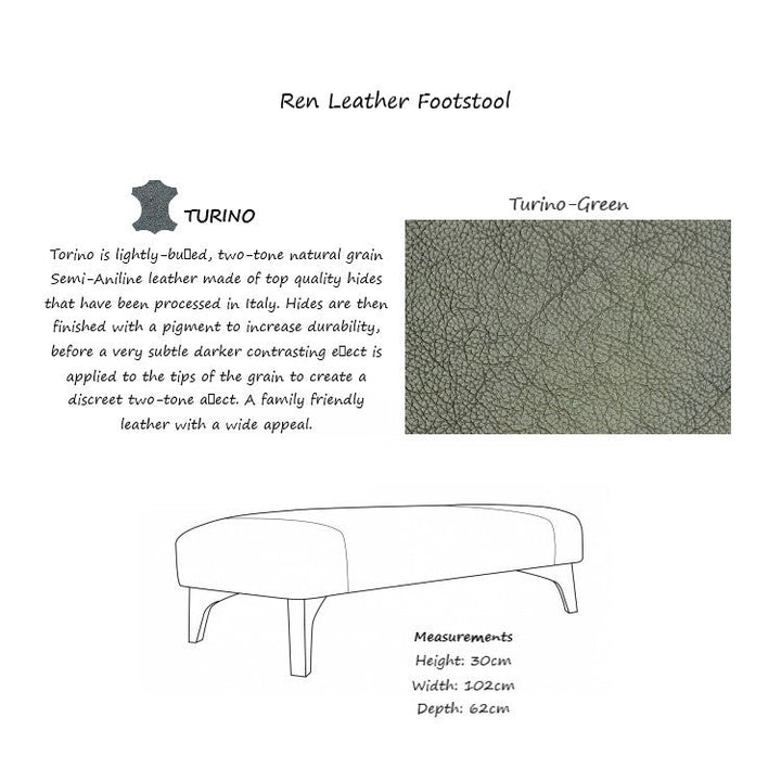 Ren Leather Footstool - Choice Of Leathers & Feet - The Furniture Mega Store 