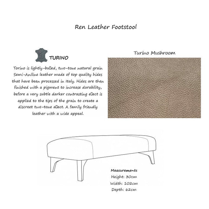 Ren Leather Footstool - Choice Of Leathers & Feet - The Furniture Mega Store 