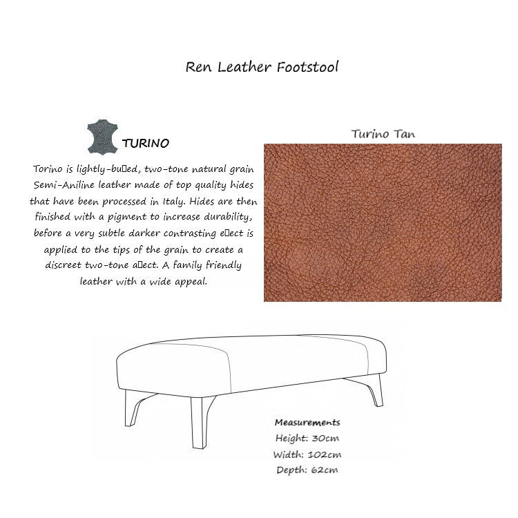 Ren Leather Footstool - Choice Of Leathers & Feet - The Furniture Mega Store 