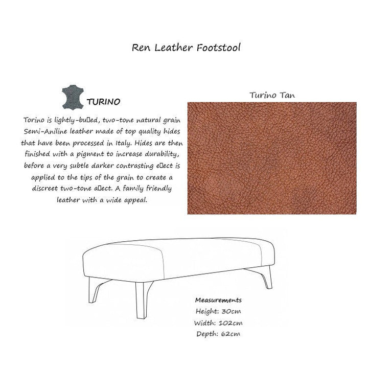 Ren Leather Footstool - Choice Of Leathers & Feet - The Furniture Mega Store 