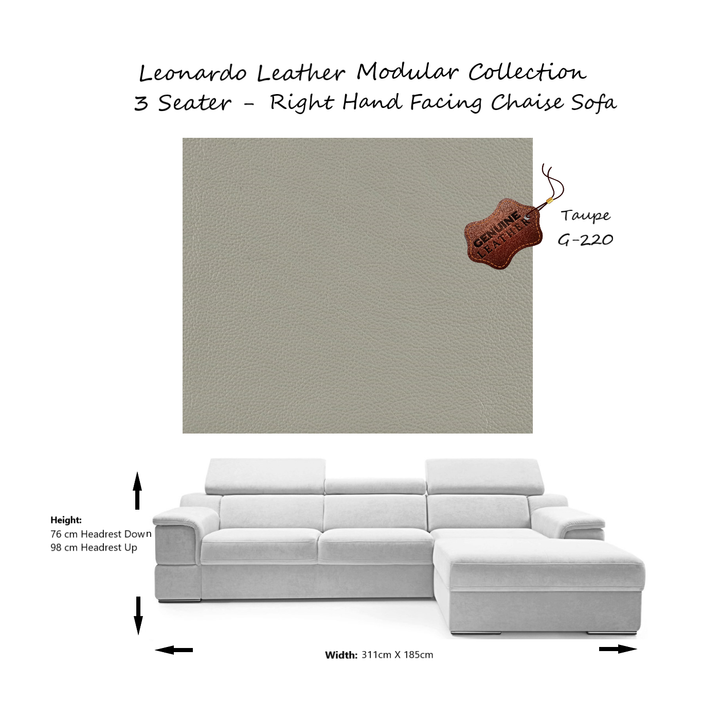 Leonardo Modular Sofa Collection - Choice Of Aqua Clean Fabric or 100% Genuine Leather Upholstery - The Furniture Mega Store 