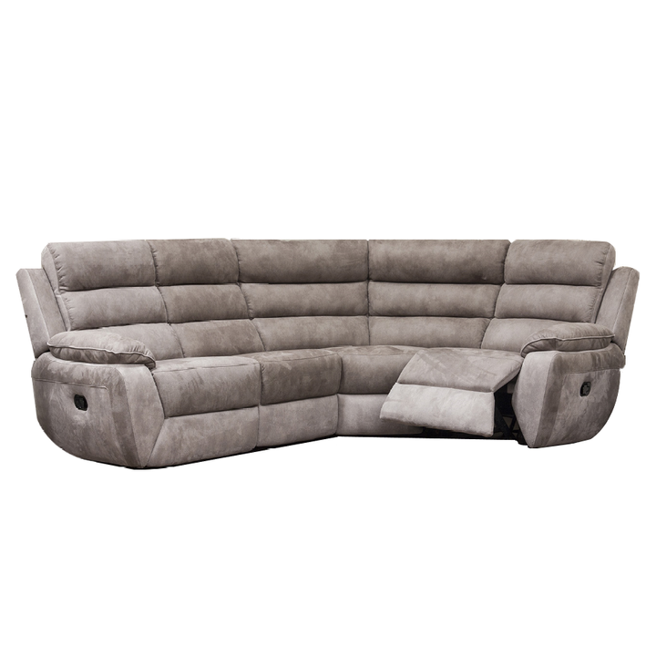 Ellis Corner Modular Fibre Fabric Recliner Sofa - Manual Or Power With USB Charging Port - The Furniture Mega Store 