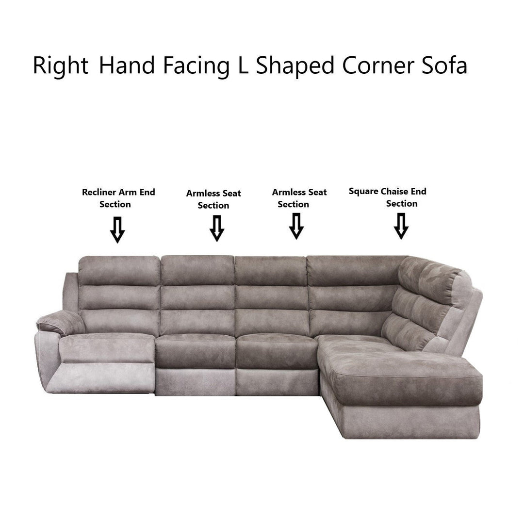 Ellis Corner Modular Fibre Fabric Recliner Sofa - Manual Or Power With USB Charging Port - The Furniture Mega Store 