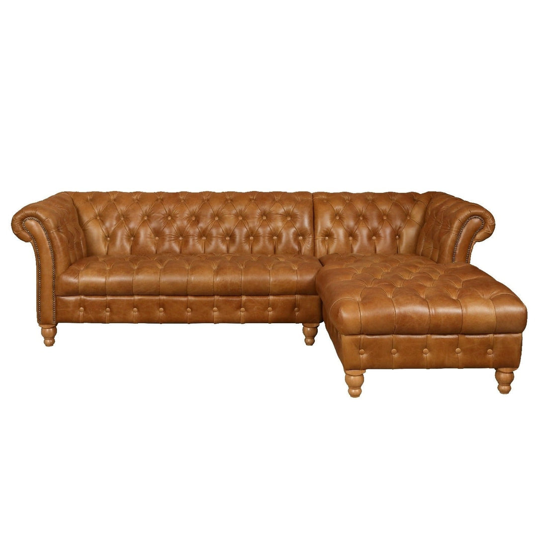 Westminster Vintage Leather Buttoned Chesterfield Corner Chaise Sofa - Various Options - The Furniture Mega Store 