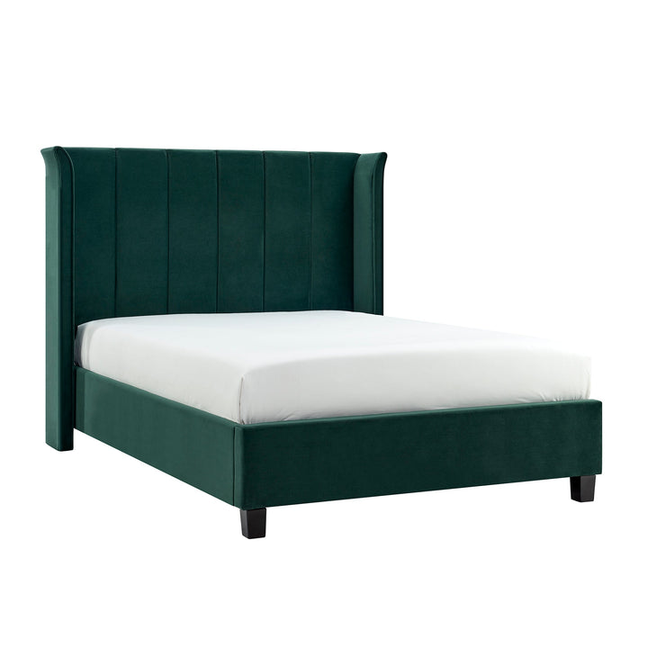 Alegra Emerald Green 4"6 Double Bed - The Furniture Mega Store 