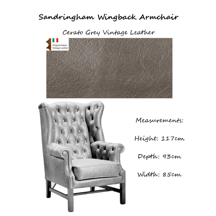 Sandringham Wingback Armchair - Choice Of Harris Tweed & Vintage Leather Upholstery - The Furniture Mega Store 