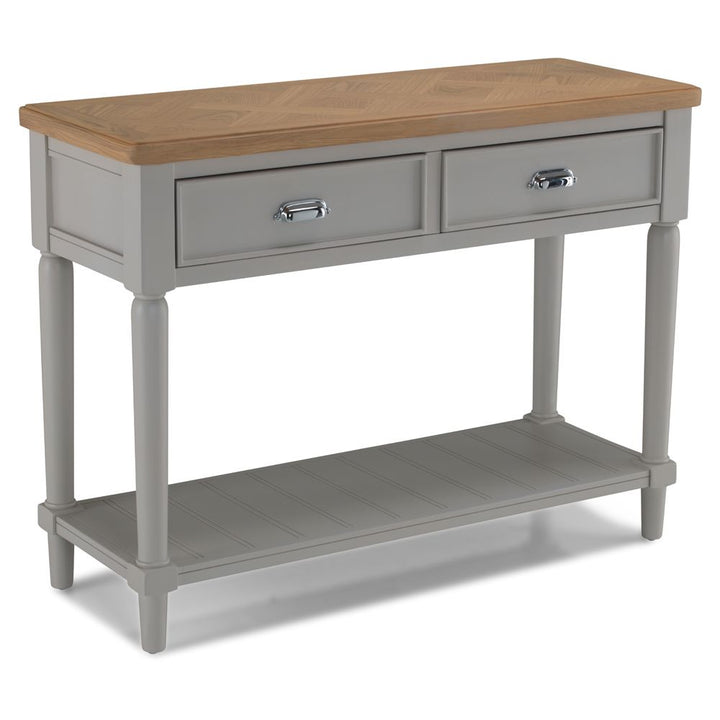 Sunbury Oak & Grey Painted  2 Drawer Console Table - The Furniture Mega Store 