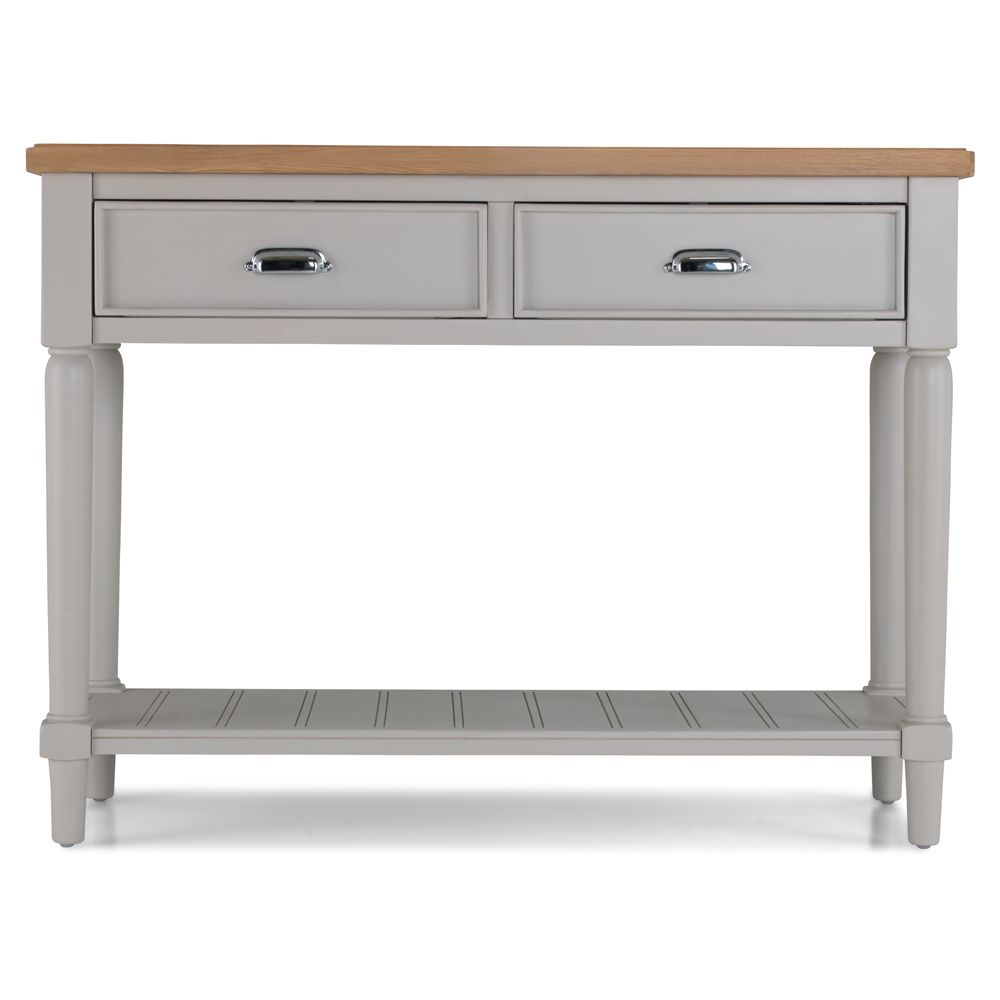 Sunbury Oak & Grey Painted  2 Drawer Console Table - The Furniture Mega Store 