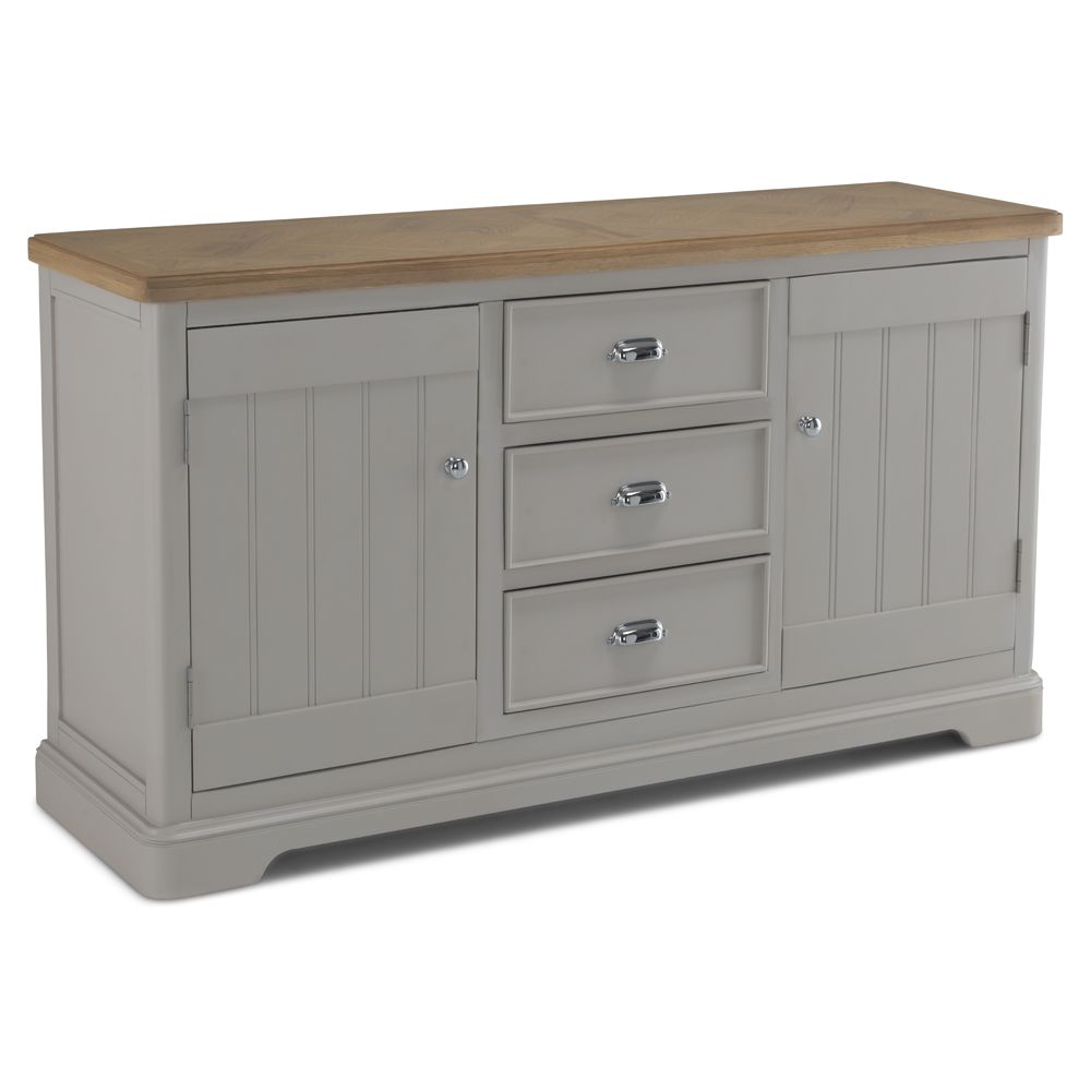 Sunbury Oak & Grey Painted 2 Door 3 Drawer Sideboard - The Furniture Mega Store 