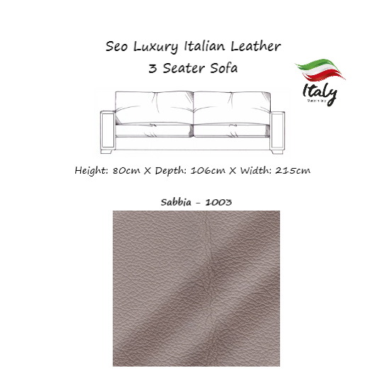 Seo Luxury Italian Leather Sofa Collection - Choice Of Sizes & Leathers - The Furniture Mega Store 