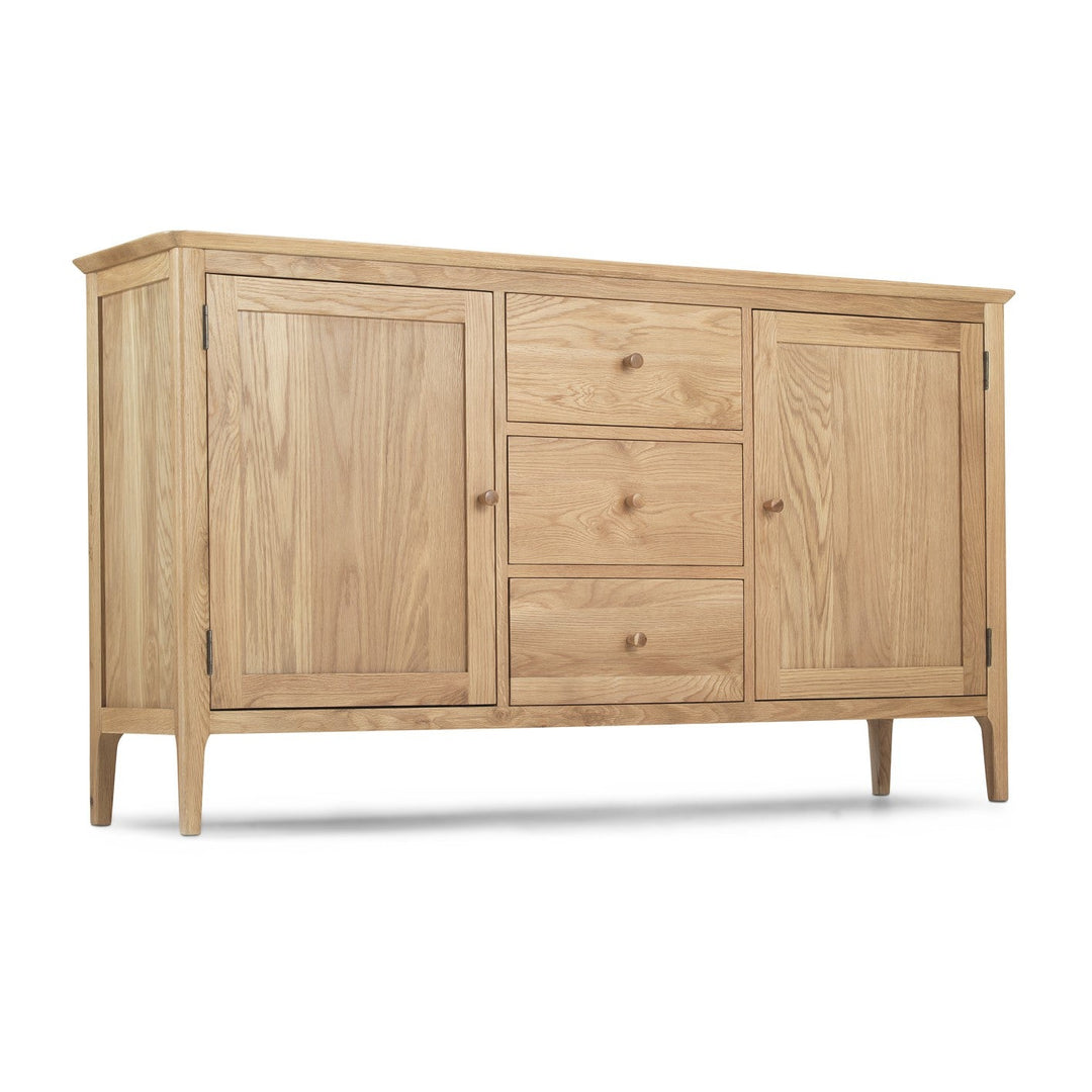 Berkley Nordic Oak Large 2 Door 3 Central Drawer Sideboard - The Furniture Mega Store 