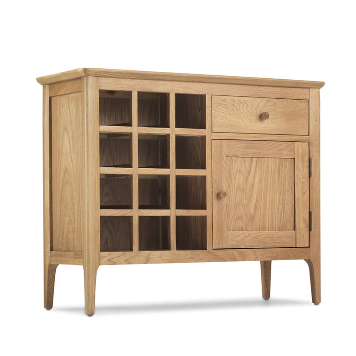 Berkley Nordic Oak Wine Storage Sideboard - 90cm - The Furniture Mega Store 