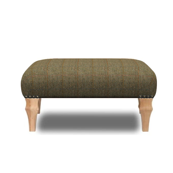 Harris Tweed Small Banquet Footstool - Choice Of Tweed & Legs - The Furniture Mega Store 