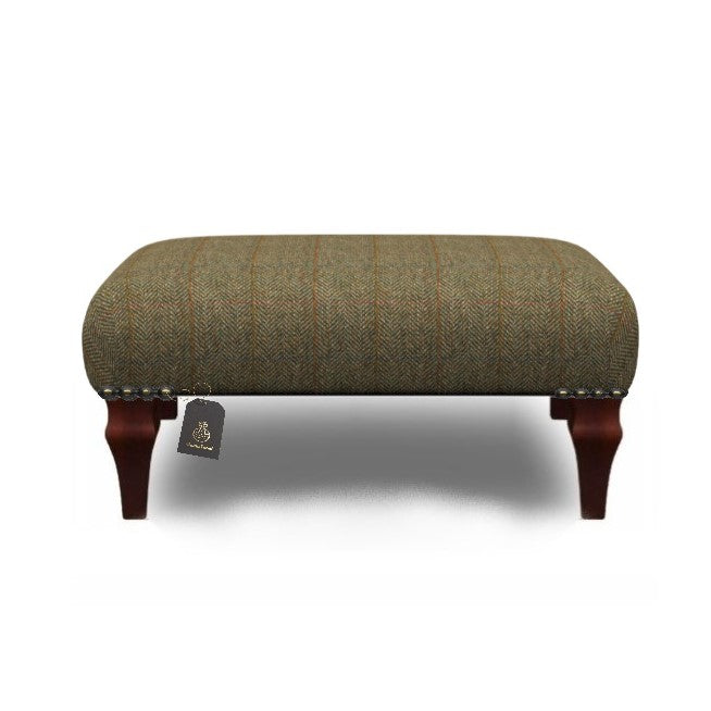 Harris Tweed Small Banquet Footstool - Choice Of Tweed & Legs - The Furniture Mega Store 