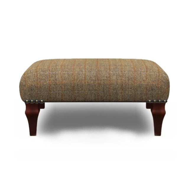 Harris Tweed Small Banquet Footstool - Choice Of Tweed & Legs - The Furniture Mega Store 