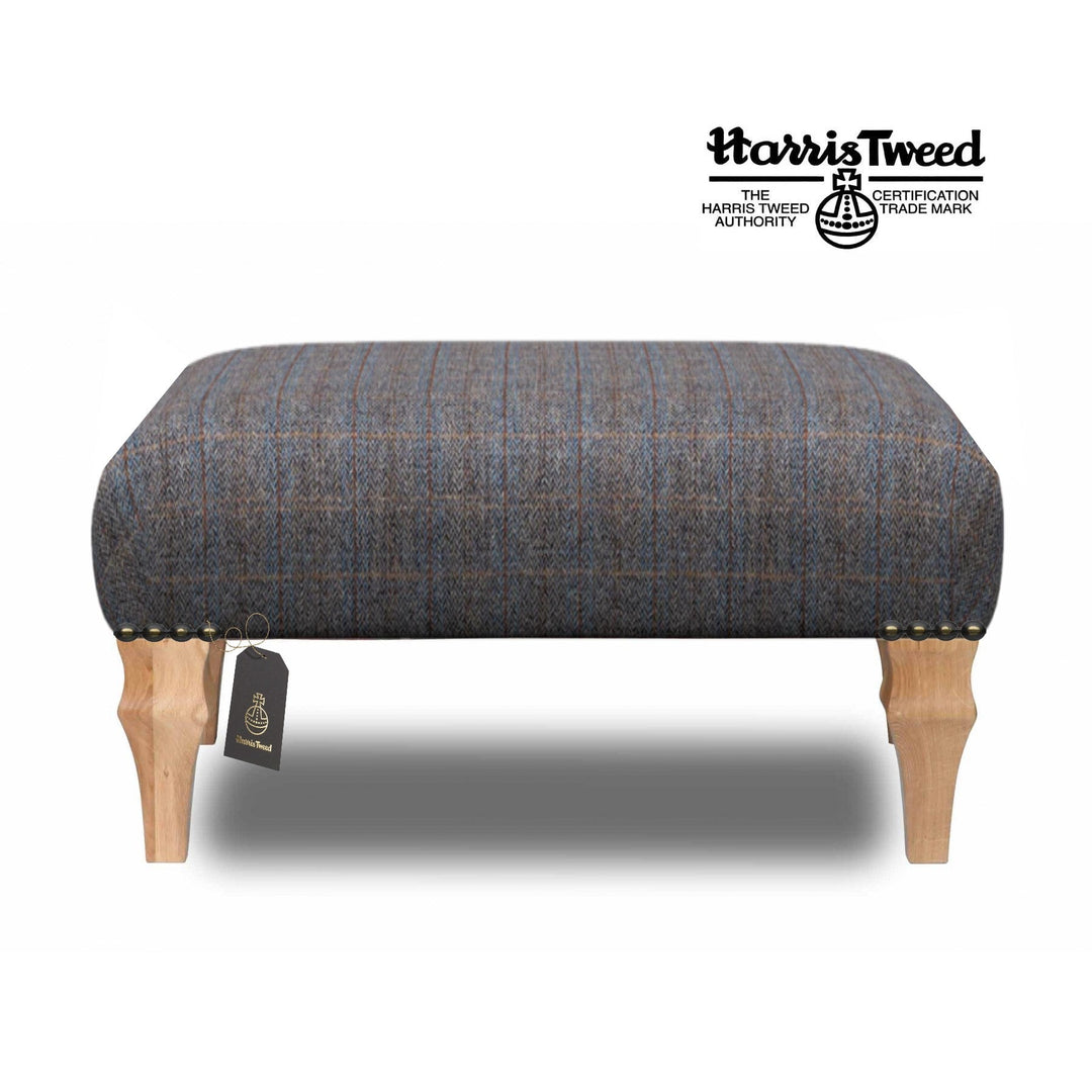 Harris Tweed Small Banquet Footstool - Choice Of Tweed & Legs - The Furniture Mega Store 