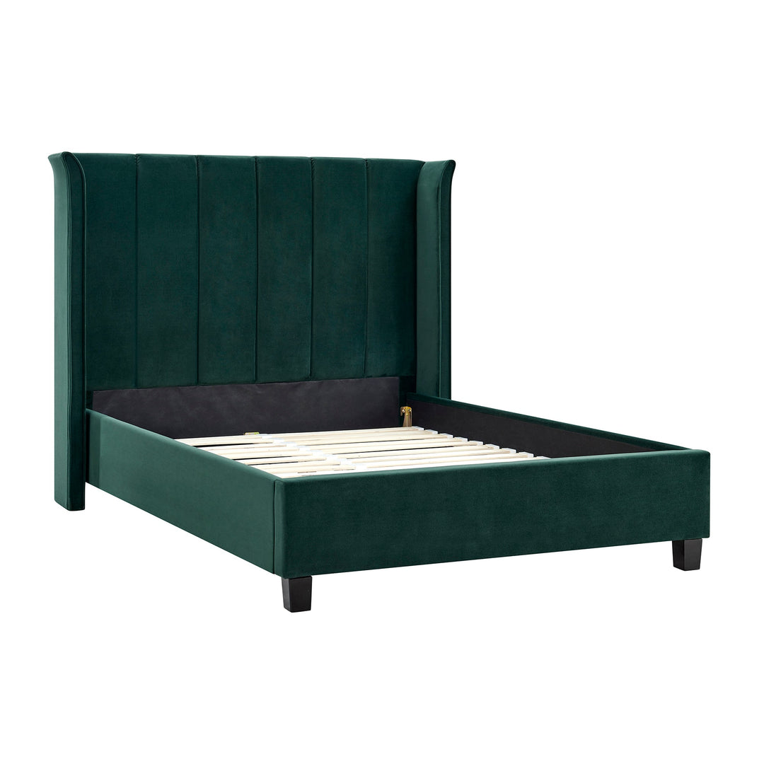 Alegra Emerald Green 4"6 Double Bed - The Furniture Mega Store 