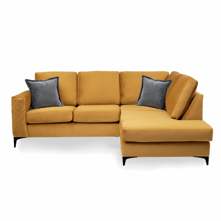 Darcy Velvet Corner Chaise Sofa - Choice Of Colours - The Furniture Mega Store 