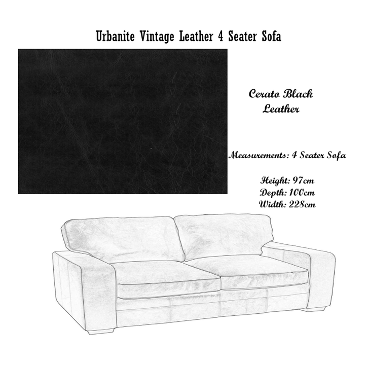 Urbanite Vintage Leather Sofa & Chair Collection - Choice Of Leathers & Feet - The Furniture Mega Store 