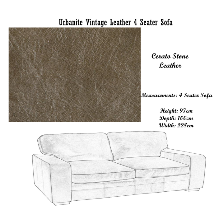 Urbanite Vintage Leather Sofa & Chair Collection - Choice Of Leathers & Feet - The Furniture Mega Store 