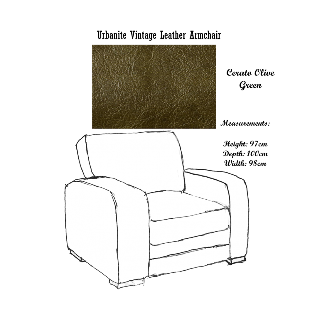 Urbanite Vintage Leather Armchair - Choice Of Leathers & Feet - The Furniture Mega Store 