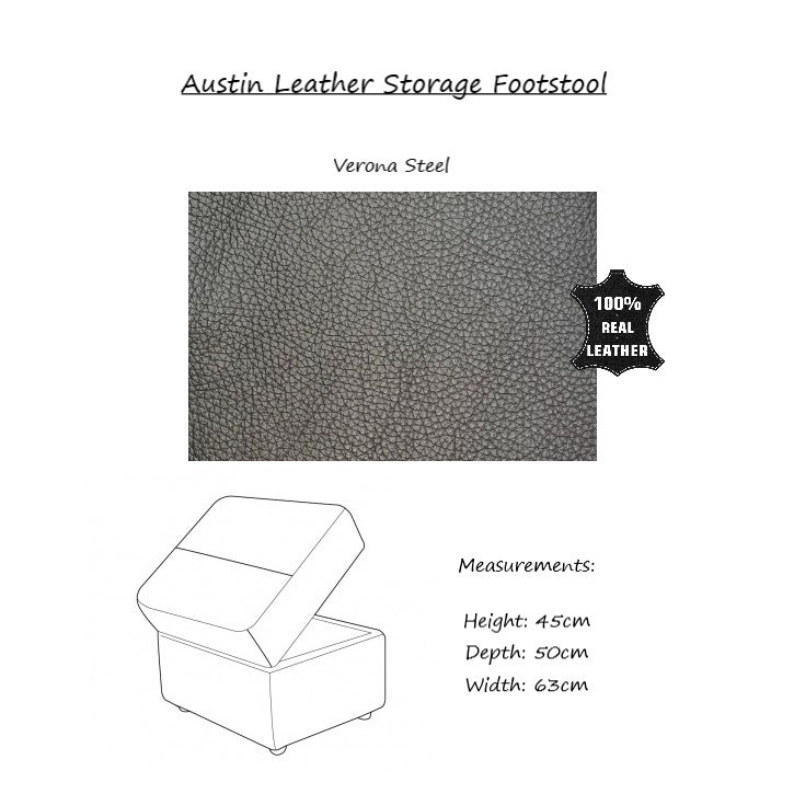 Austin Leather Storage Footstool - The Furniture Mega Store 