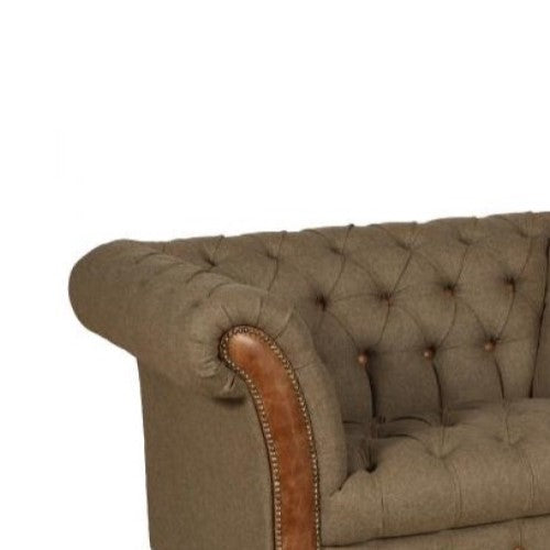 Westminster Buttoned Harris Tweed & Vintage Leather Chesterfield Sofa & Chair Collection - The Furniture Mega Store 