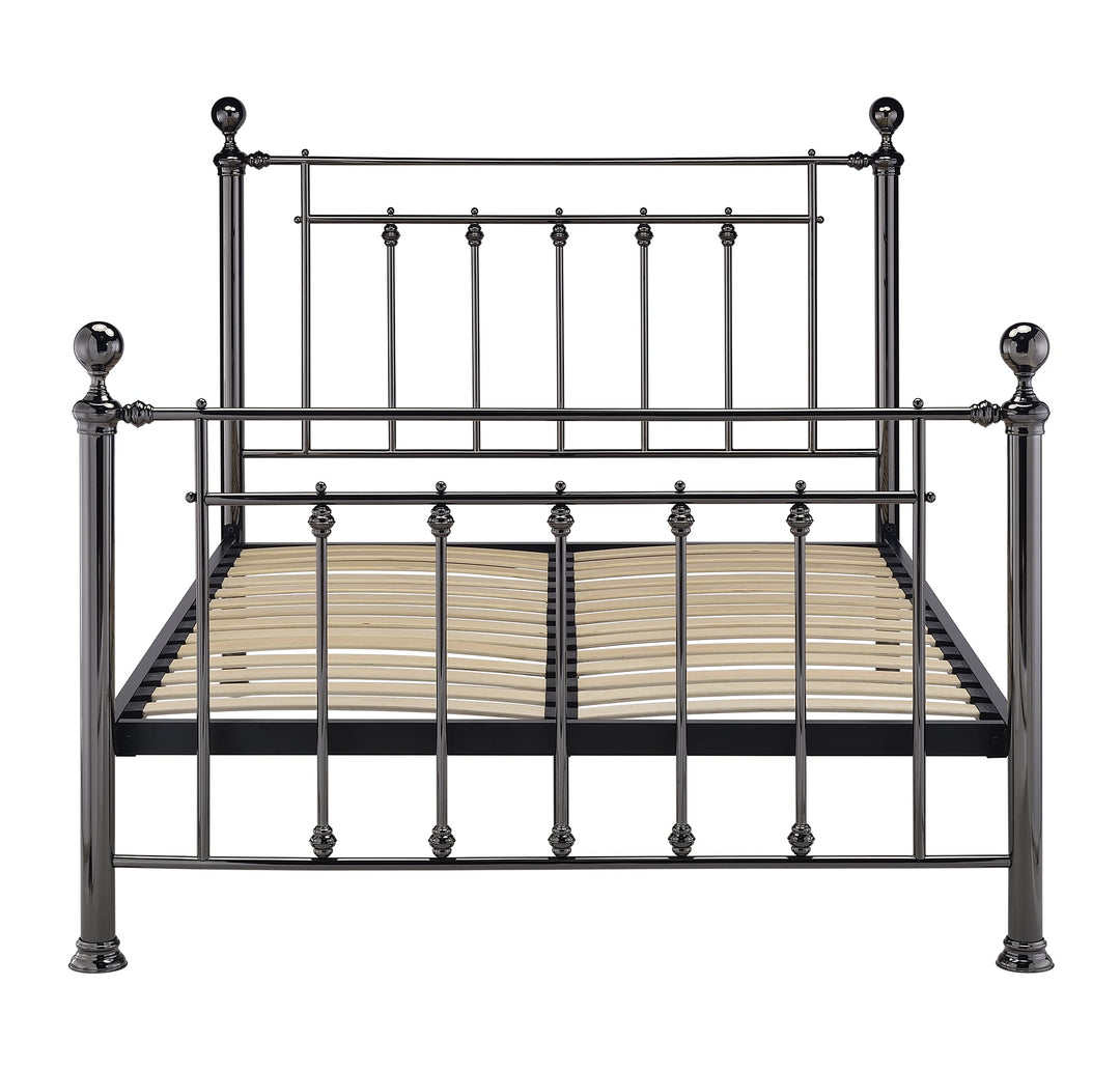 Lenny 4'6 Double Bed - Black Chrome - The Furniture Mega Store 