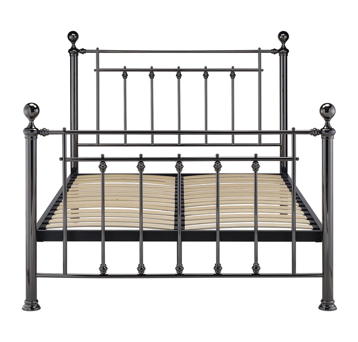 Lenny 4'6 Double Bed - Black Chrome - The Furniture Mega Store 