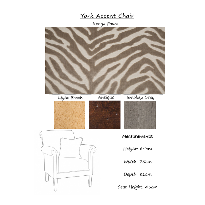 York Accent Chair - Choice Of Fabrics & Feet - The Furniture Mega Store 